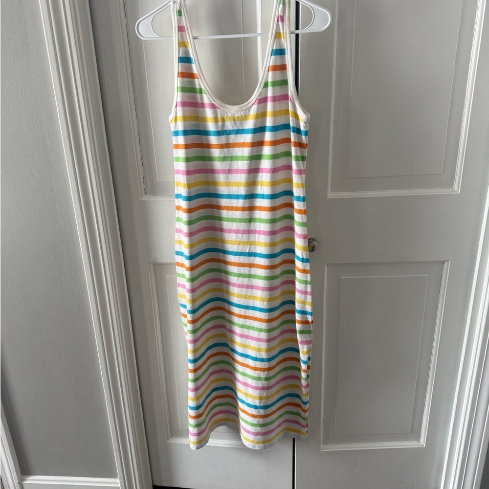 J. Crew Blue and White Striped Midi Dress